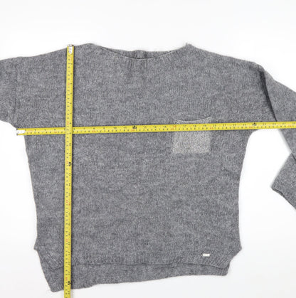 Guess Women’s Grey Chunky-Knit Pullover Jumper Size M