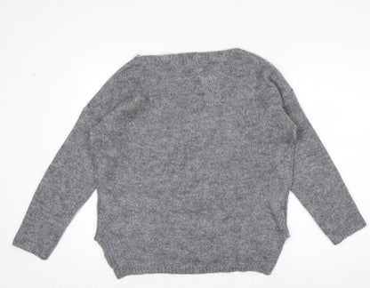 Guess Women’s Grey Chunky-Knit Pullover Jumper Size M