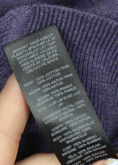 Rocha John Rocha Women Purple Cotton 3/4 Sleeve Cardigan Size 14