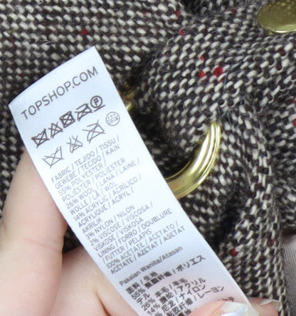 Topshop Women Brown Tweed Wool Blend Blazer UK 8 Classic Single-Breasted Jacket