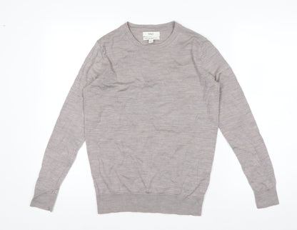 Marks and Spencer Mens Beige Merino Wool Crew Neck Jumper M