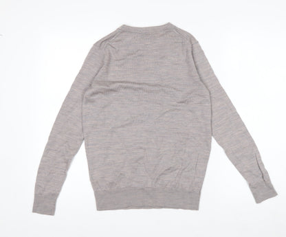 Marks and Spencer Mens Beige Merino Wool Crew Neck Jumper M
