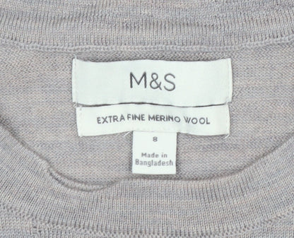 Marks and Spencer Mens Beige Merino Wool Crew Neck Jumper M