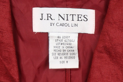 J.R. Nites Womens Red Wrap Blouse Size 12 Beaded Buckle Formal Top