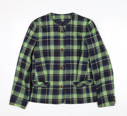 Edinburgh Castle Women's Green Check Wool Suit Jacket UK 10