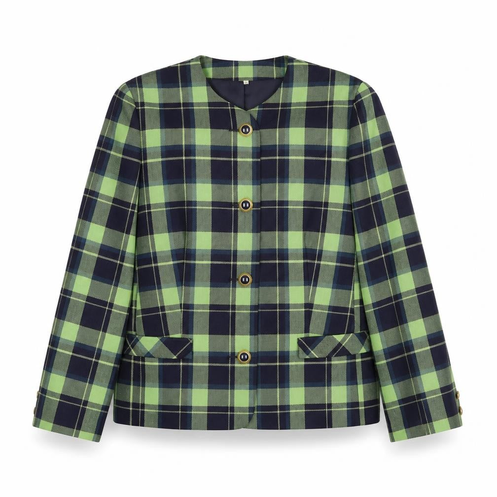 Edinburgh Castle Women's Green Check Wool Suit Jacket UK 10