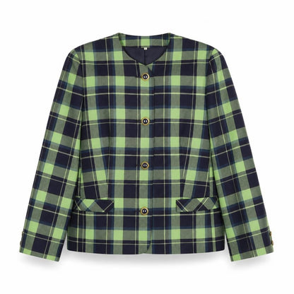 Edinburgh Castle Women's Green Check Wool Suit Jacket UK 10