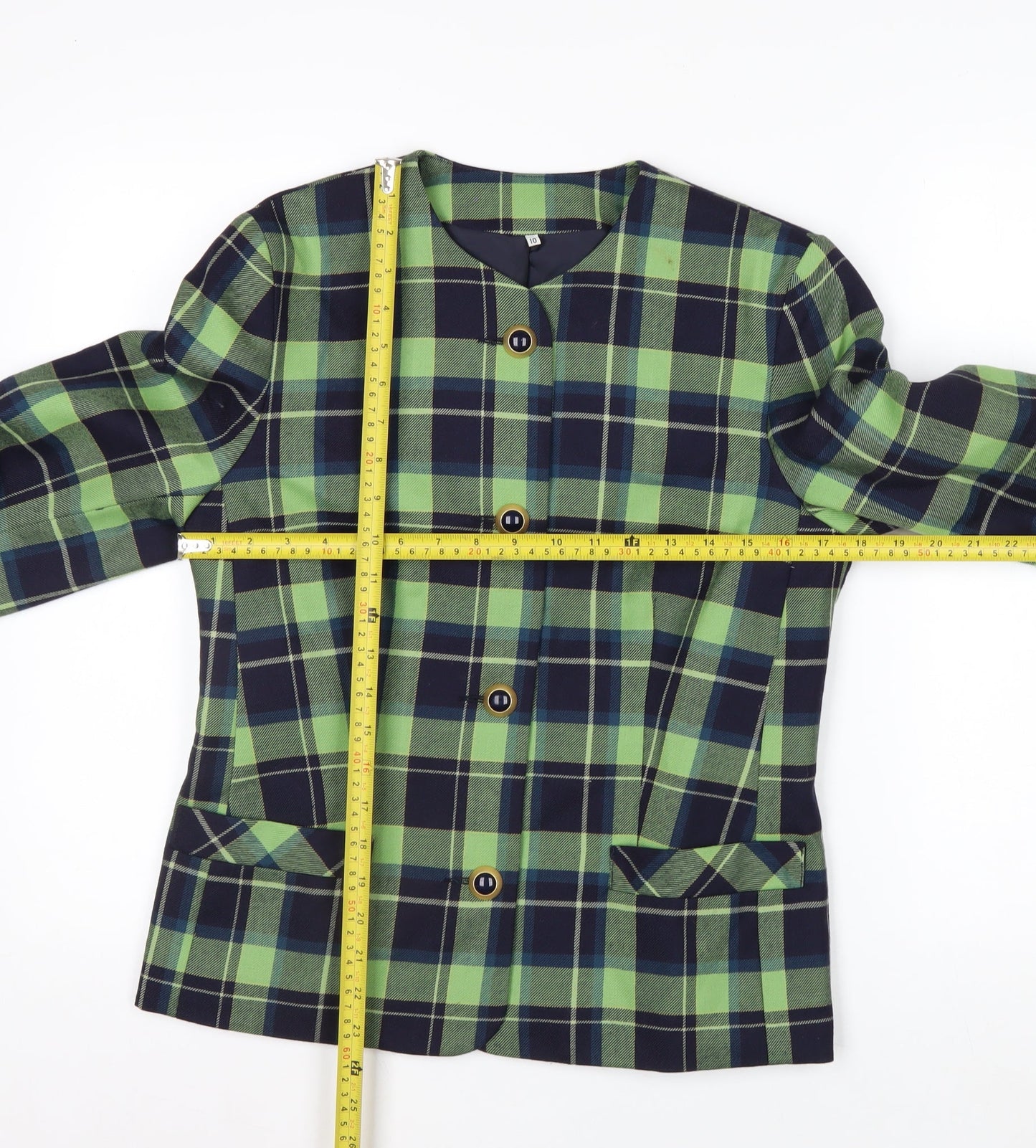 Edinburgh Castle Women's Green Check Wool Suit Jacket UK 10