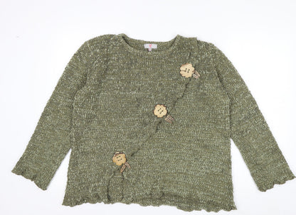 Key West Women’s Green Knit Cardigan M Long Sleeve Lightweight