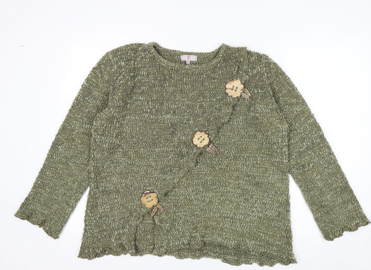Key West Women’s Green Knit Cardigan M Long Sleeve Lightweight