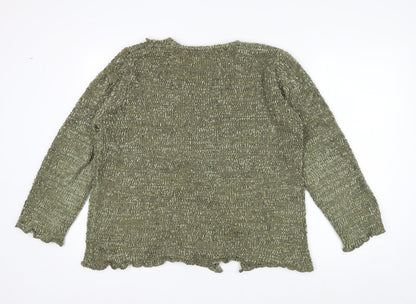 Key West Women’s Green Knit Cardigan M Long Sleeve Lightweight