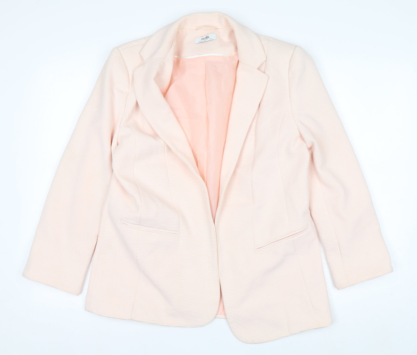 Wallis Women Ivory Tailored Blazer Jacket Size 12 Single-Breasted