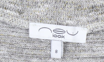 New Look Womens Grey Scoop Neck Knit Pullover Jumper Size 8