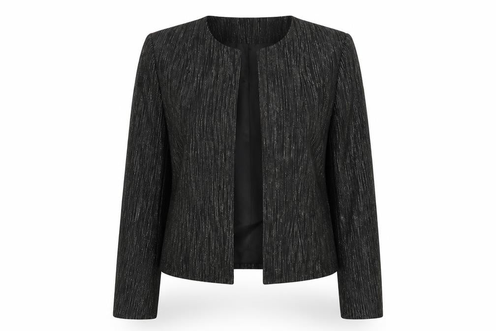 H&M Women's Black Metallic Striped Tuxedo Blazer Size 8