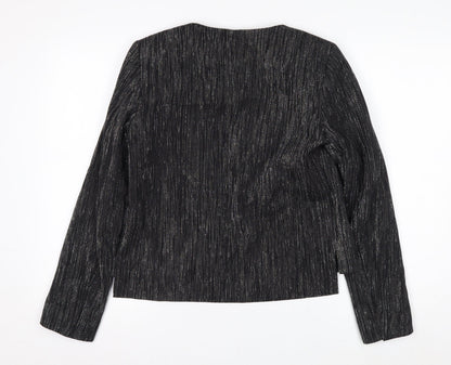 H&M Women's Black Metallic Striped Tuxedo Blazer Size 8