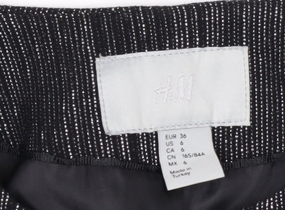 H&M Women's Black Metallic Striped Tuxedo Blazer Size 8