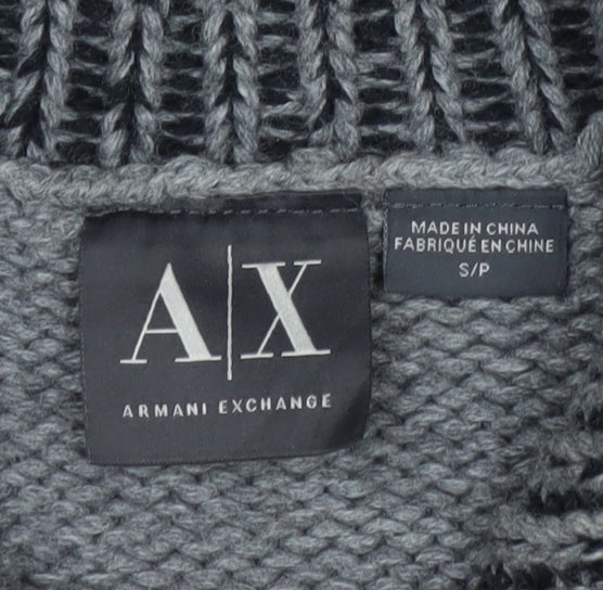 Armani Exchange Men's Grey Full Zip Chunky Knit Jumper Size S