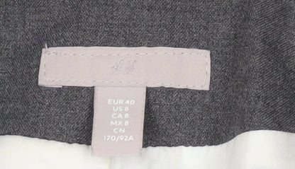 H&M Women Grey Single-Breasted Blazer Size 12 Classic Fit