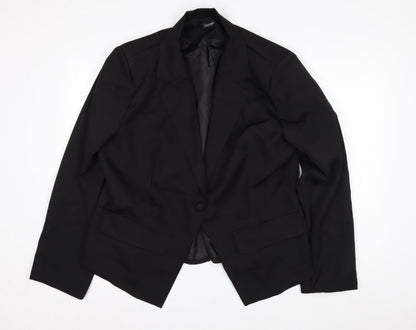 Boohoo Women Black UK 16 Single-Breasted Tailored Blazer