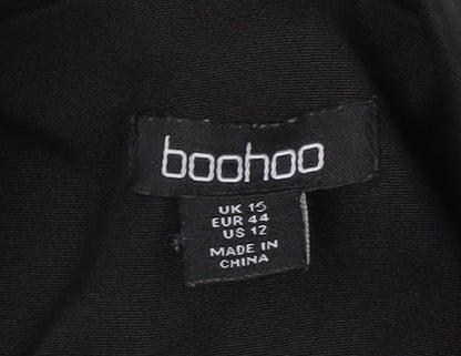 Boohoo Women Black UK 16 Single-Breasted Tailored Blazer