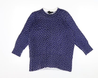 Design History Womens Blue Polka Dot Jumper Size 10 Crew Neck Knit