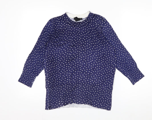 Design History Womens Blue Polka Dot Jumper Size 10 Crew Neck Knit