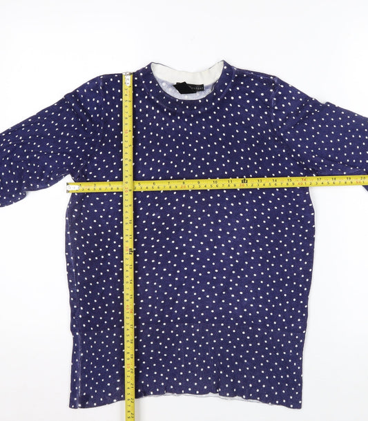 Design History Womens Blue Polka Dot Jumper Size 10 Crew Neck Knit
