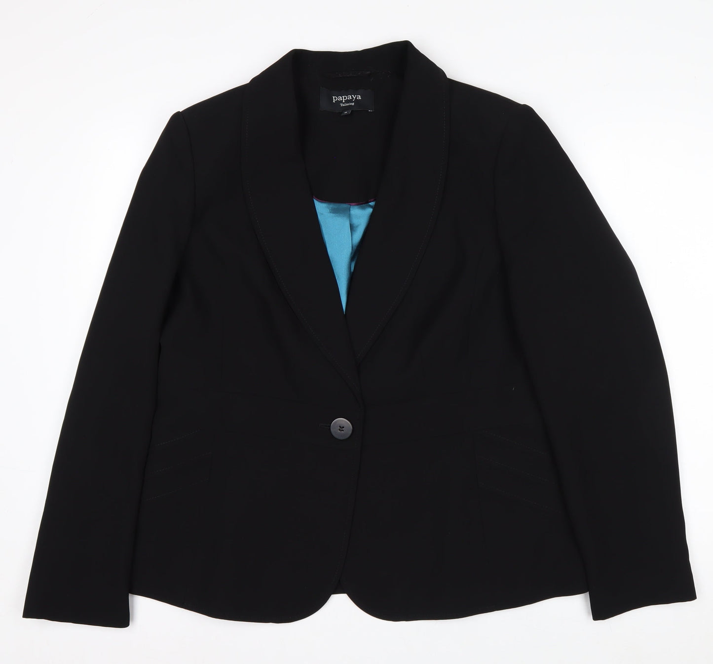 Papaya Women Black Tailored Notch Blazer Size 18