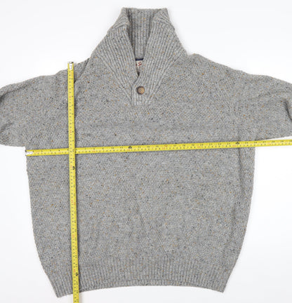 Next Mens Grey XL Chunky Knit High Neck Pullover Jumper