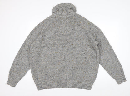 Next Mens Grey XL Chunky Knit High Neck Pullover Jumper