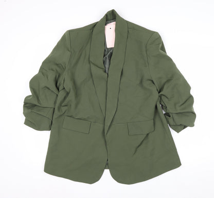 Pink Boutique Women’s Green Shawl Collar Blazer XL Woven Jacket