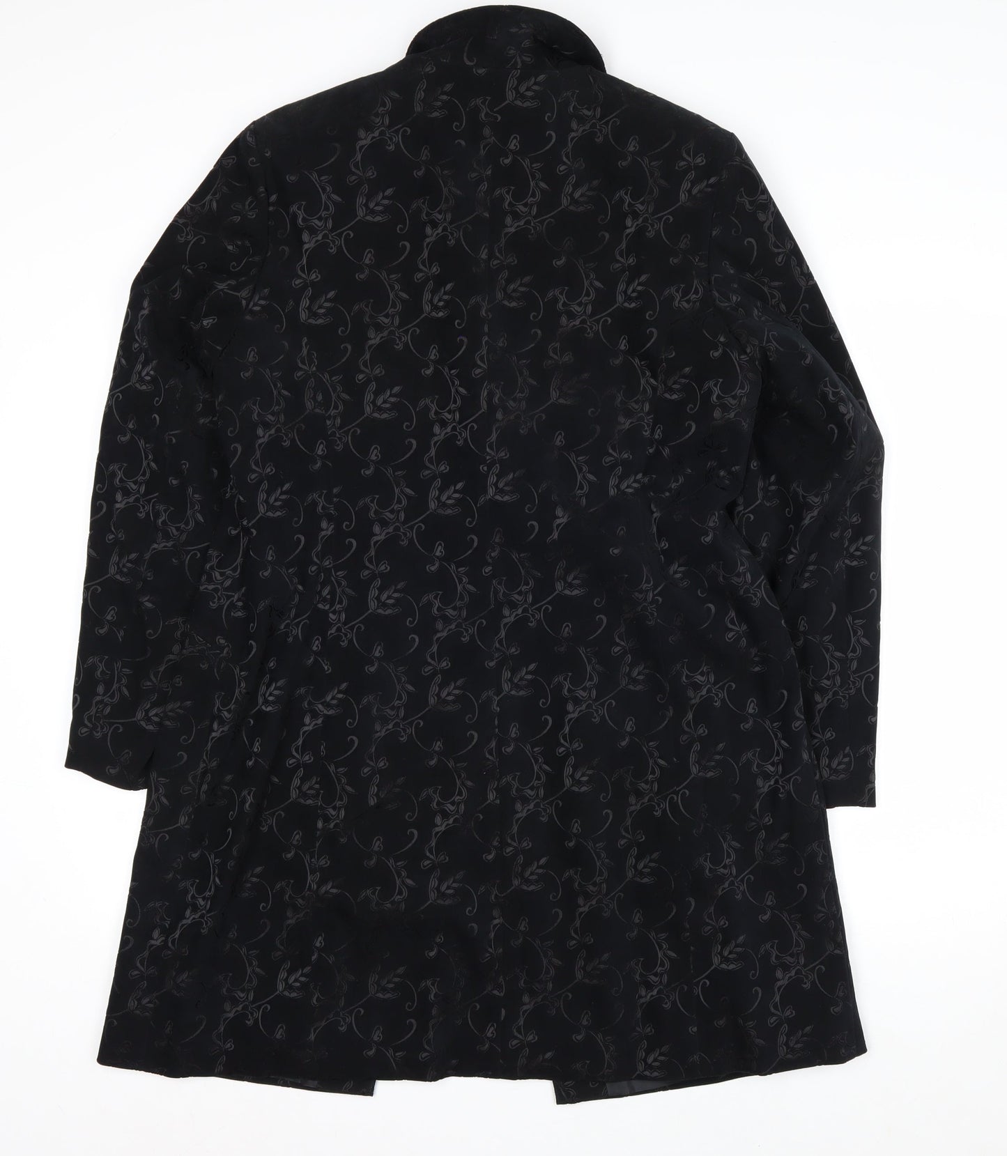 Next Petite Women's Black Floral Long Overcoat Size 16