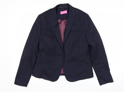 Brook Taverner Women's Navy Classic Single-Breasted Blazer Size 12R