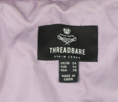 Threadbare Women's Plus Purple Trench Coat Belted Long Size 24