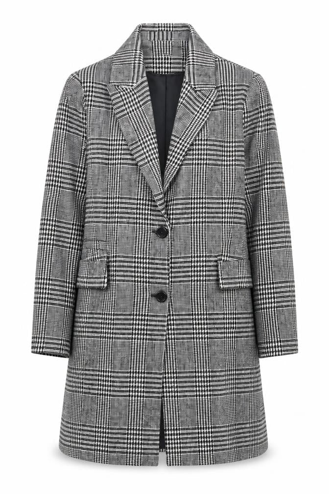Primark Women’s Grey Checked Blazer Jacket Size 16 Regular Fit