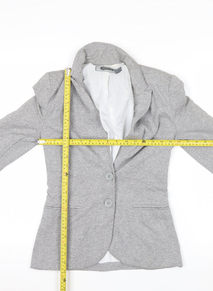 Stradivarius Women Grey Small Two-Button Blazer Jacket