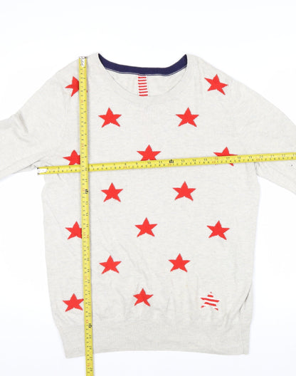 Oasis Womens Beige Red Star Crew Neck Knit Jumper Size M
