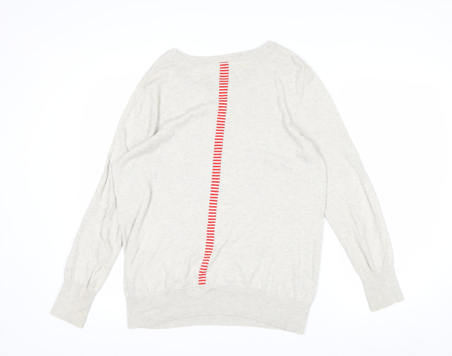 Oasis Womens Beige Red Star Crew Neck Knit Jumper Size M