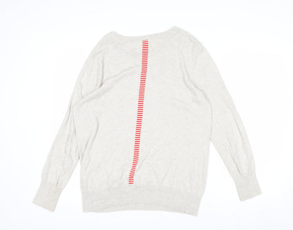 Oasis Womens Beige Red Star Crew Neck Knit Jumper Size M