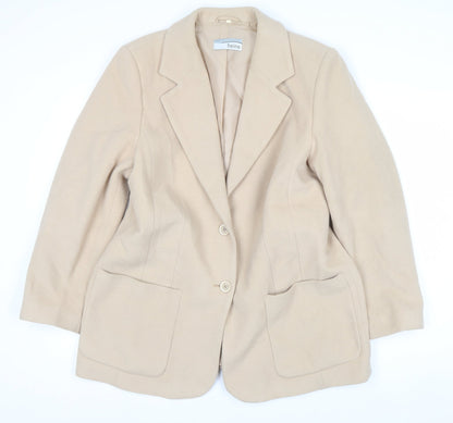 Heine Women Beige Wool Cashmere Single-Breasted Blazer Size 16