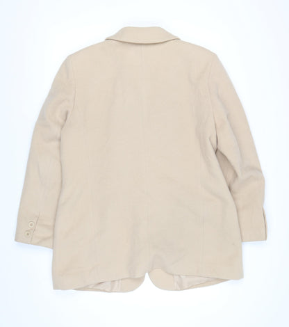 Heine Women Beige Wool Cashmere Single-Breasted Blazer Size 16