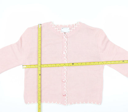 ASOS DESIGN Women's Pink Long Sleeve Ruffle Button Cardigan XS
