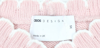 ASOS DESIGN Women's Pink Long Sleeve Ruffle Button Cardigan XS
