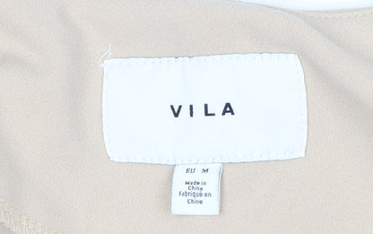 Vila Women Beige Sleeveless Double-Breasted Waistcoat Size 12
