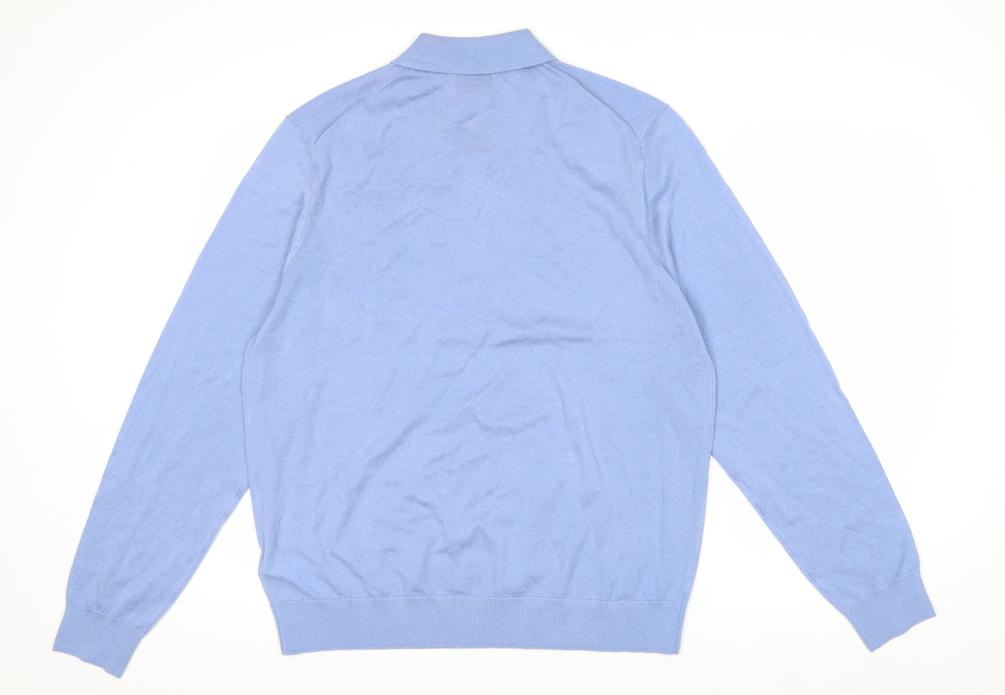 Marks and Spencer Autograph Blue Merino Wool Men's L Long Sleeve Polo