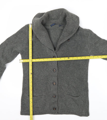 Ralph Lauren Women's Grey M Cardigan Cotton Cashmere Shawl Collar Knit