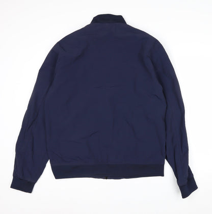 Next Men's Blue Nylon Bomber Jacket L Casual Zip Pockets