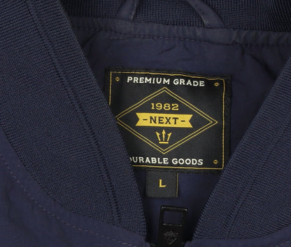 Next Men's Blue Nylon Bomber Jacket L Casual Zip Pockets