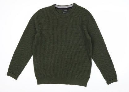 FARHI by Nicole Farhi Men's Green Wool Blend Waffle Knit Jumper M