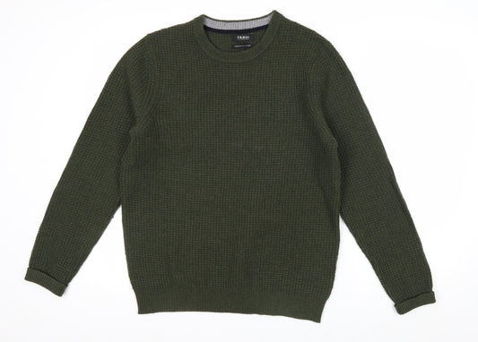 FARHI by Nicole Farhi Men's Green Wool Blend Waffle Knit Jumper M
